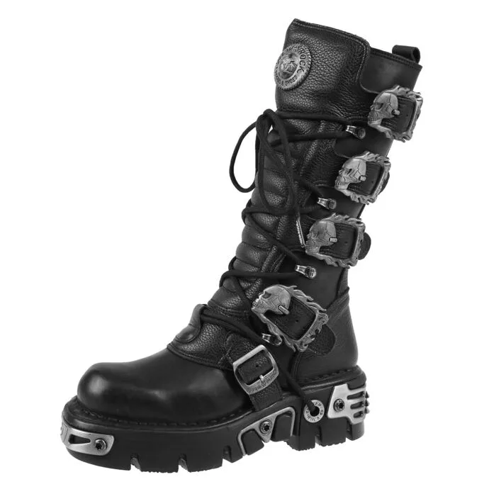NEW ROCK 5-Buckle Boots (402-S1) Black Černá 36